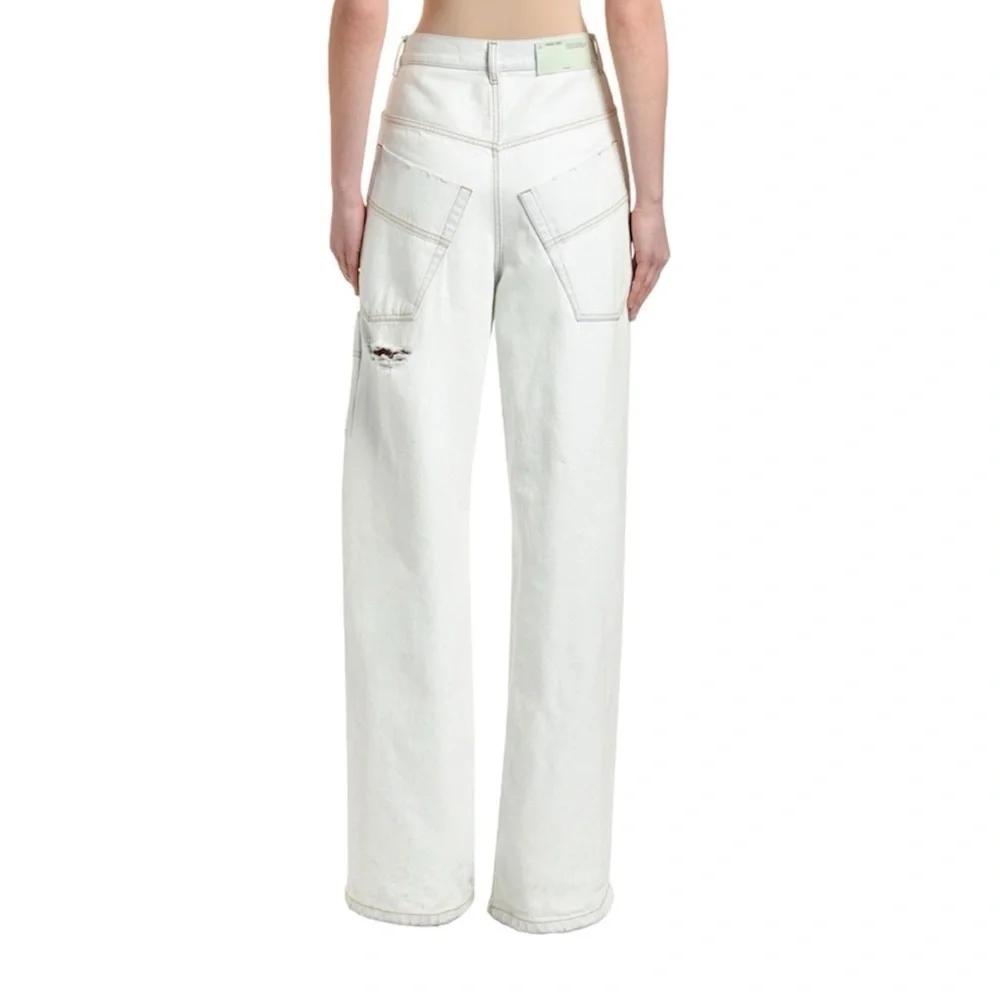 Off White- NWT High Oversized White Ripped Tomboy Jeans - Picture 1 of 7